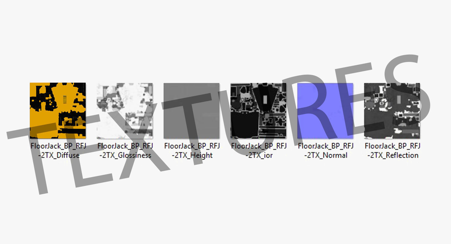 Floor Car Jack Yellow Low-poly 3D model_20