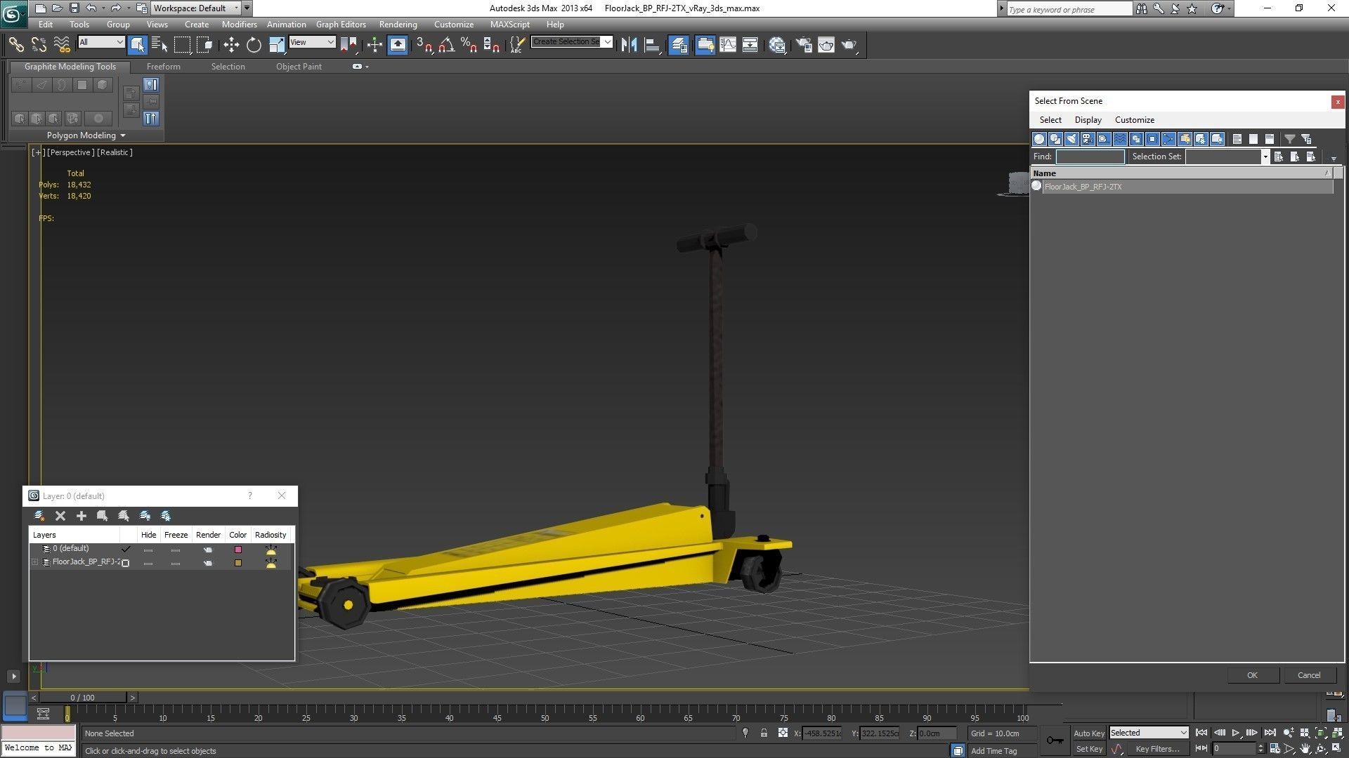 Floor Car Jack Yellow Low-poly 3D model_19