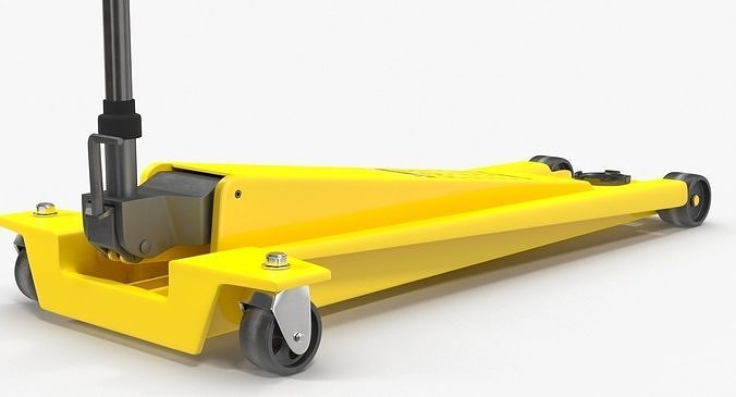 Floor Car Jack Yellow Low-poly 3D model 2