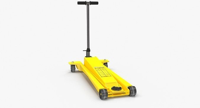 Floor Car Jack Yellow Low-poly 3D model 4