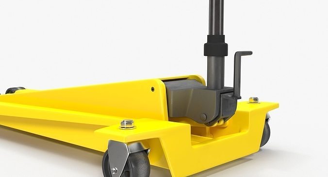 Floor Car Jack Yellow Low-poly 3D model 6