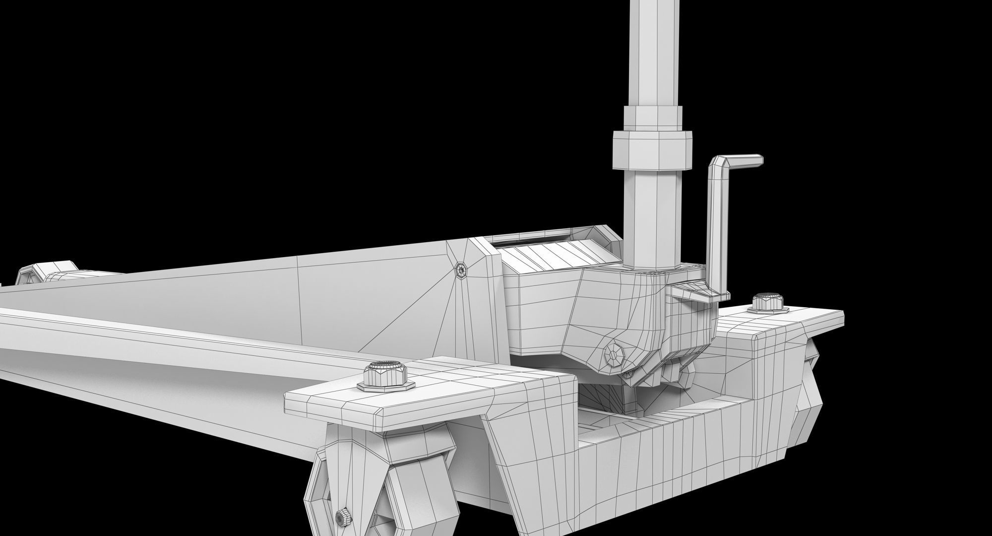 Floor Car Jack Yellow Low-poly 3D model_15