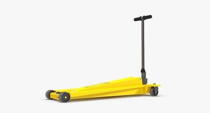 Floor Car Jack Yellow Low-poly 3D model 5