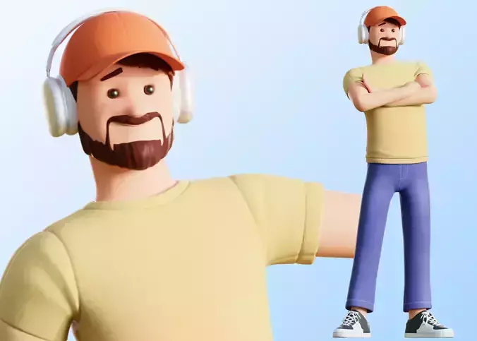 Cartoon Software Developer Low-poly 3D model