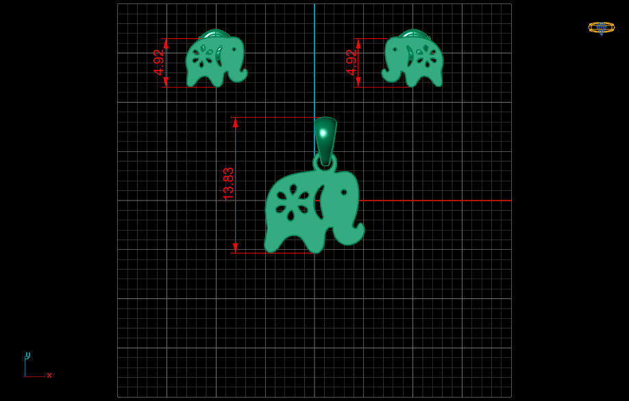 Elephant Pendant and Earring STL OBJ 3DM 3D print model_6