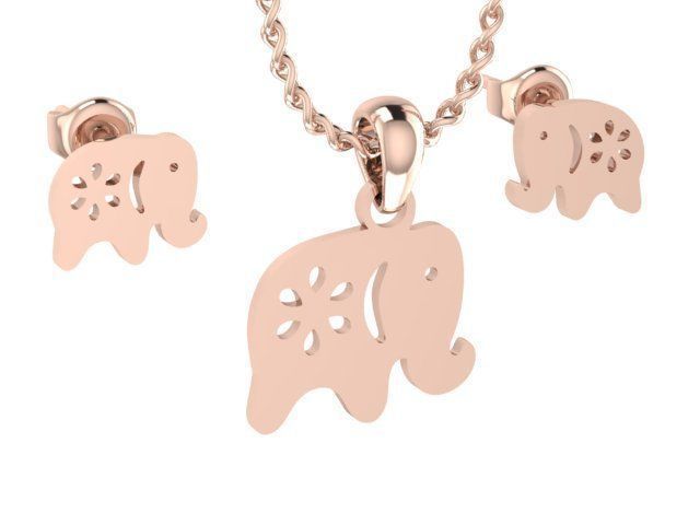 Elephant Pendant and Earring STL OBJ 3DM 3D print model_12