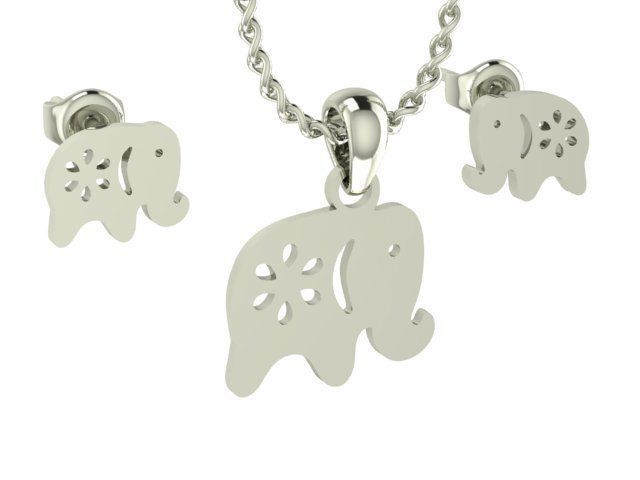 Elephant Pendant and Earring STL OBJ 3DM 3D print model_11