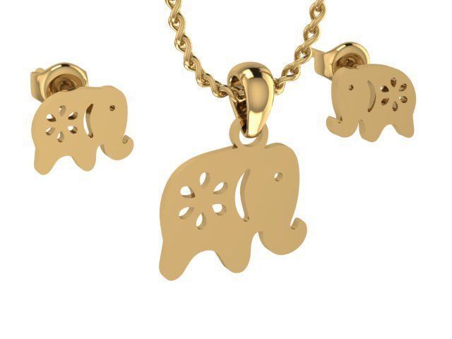Elephant Pendant and Earring STL OBJ 3DM 3D print model_10