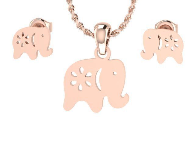 Elephant Pendant and Earring STL OBJ 3DM 3D print model_2