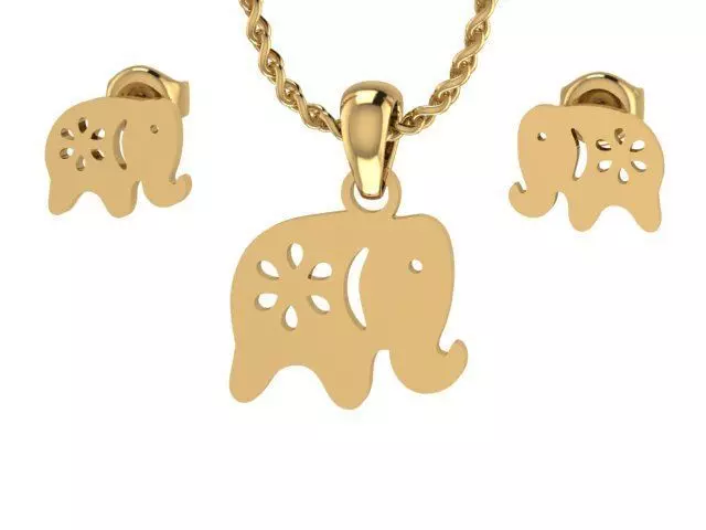 Elephant Pendant and Earring STL OBJ 3DM 3D print model_0