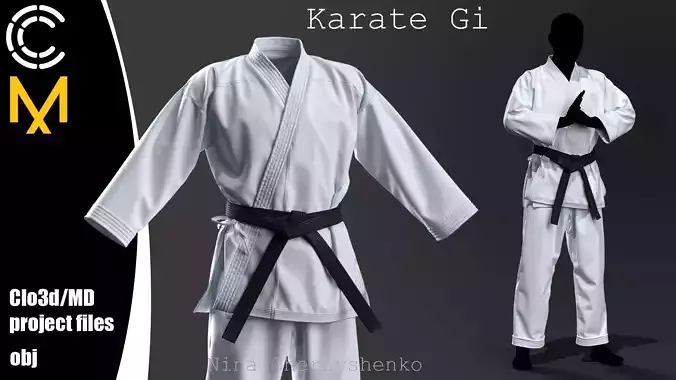 Karate Gi - Marvelous Designer project and OBJ 3D model