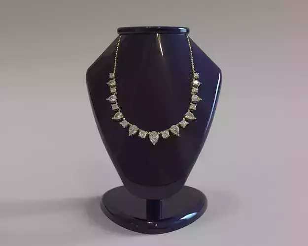 Gold Pear And Round Diamond Necklace