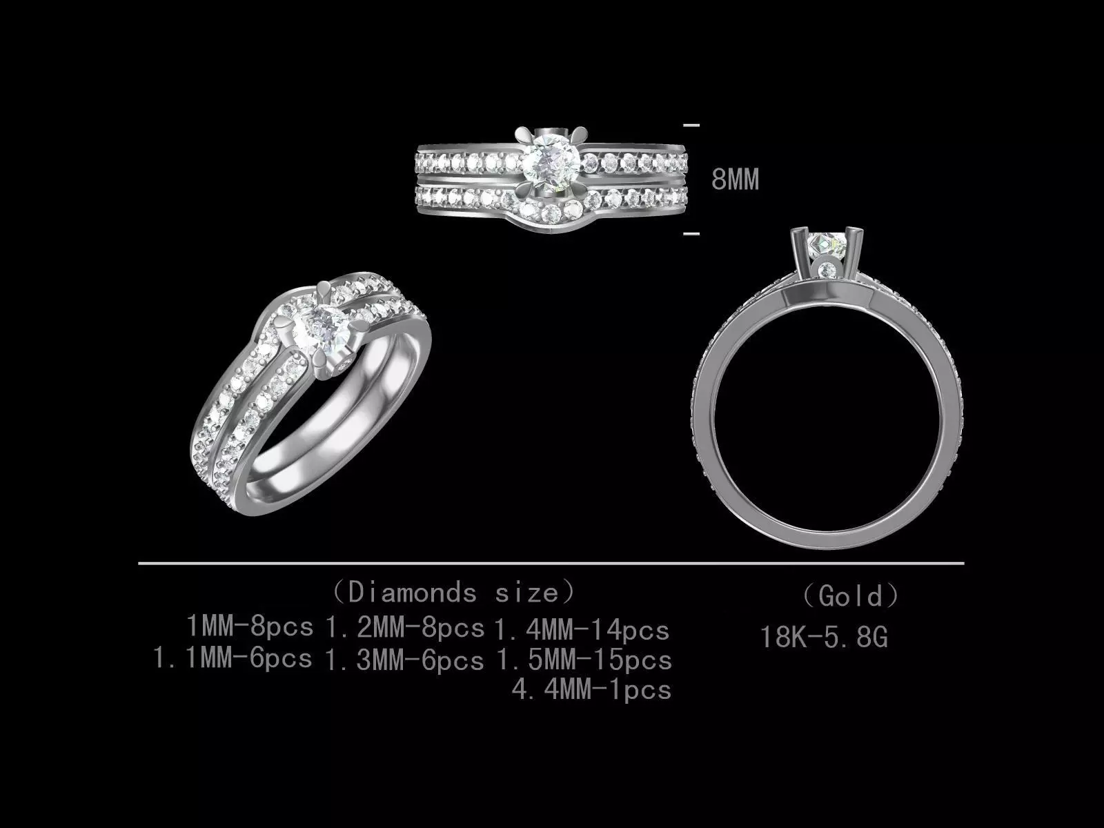 Bridal Diamond Engagement Ring For Women 3D Model 3D print model