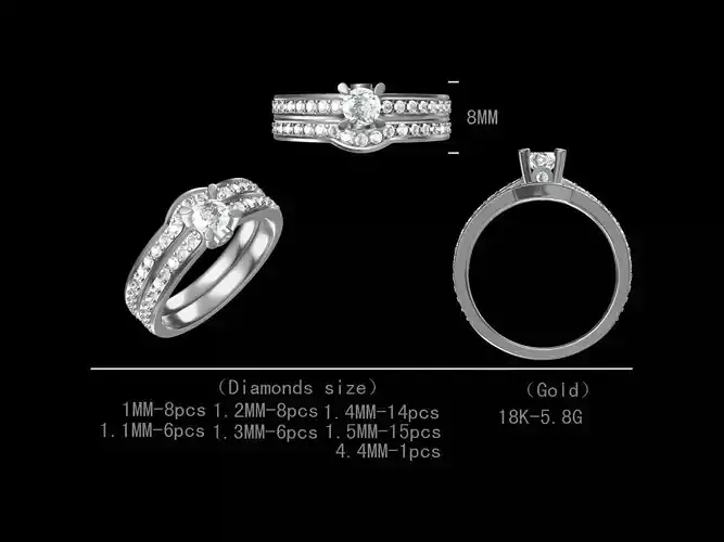 Bridal Diamond Engagement Ring For Women 3D Model