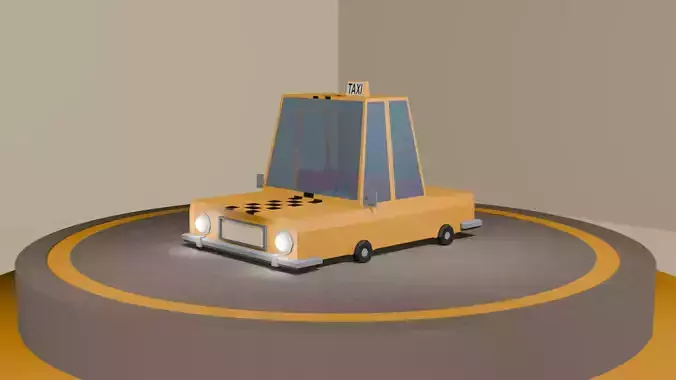 Stylized Low Poly Taxi Game Ready