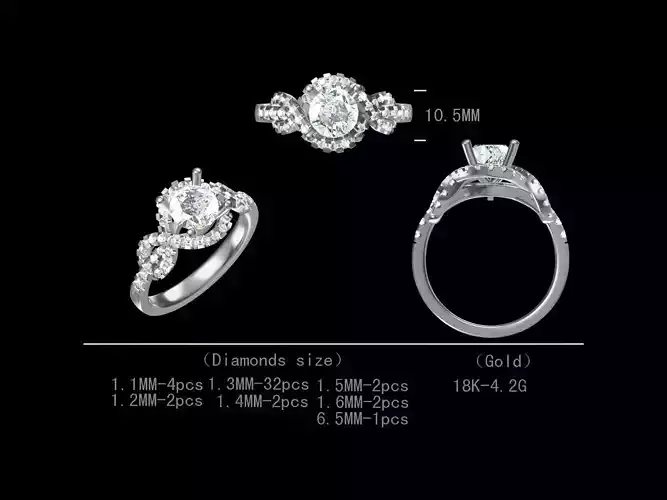 Stylish engagement diamond ring for women 3D model