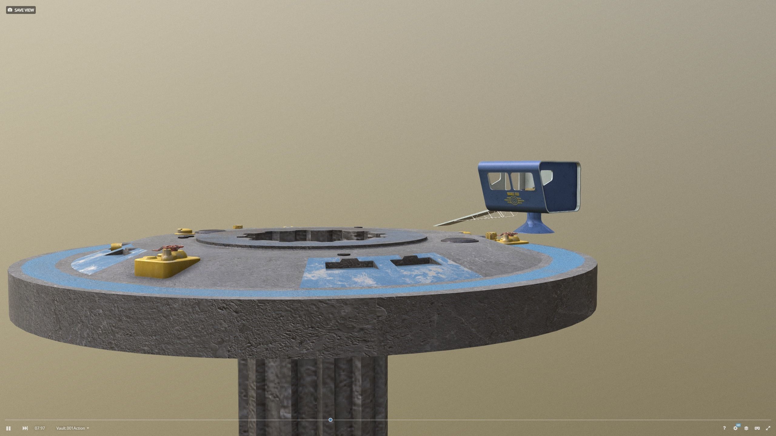 Vault doors with Vault-Tec remot station - clean 3D model_12
