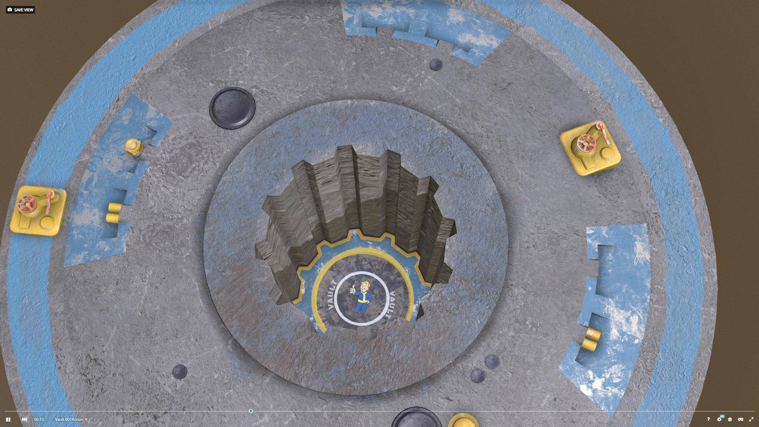 Vault doors with Vault-Tec remot station - clean 3D model_5