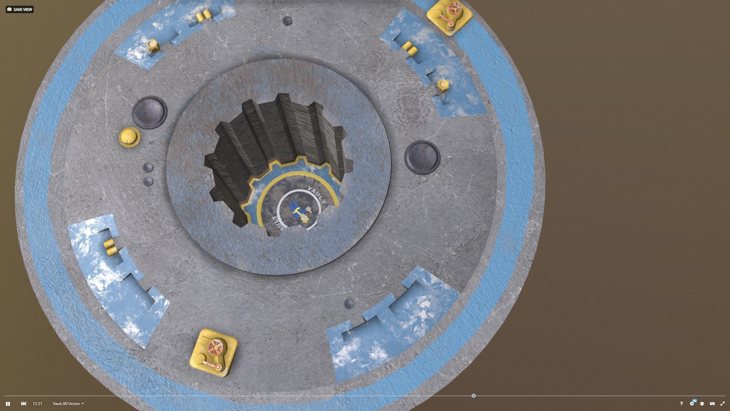 Vault doors with Vault-Tec remot station - clean 3D model_13