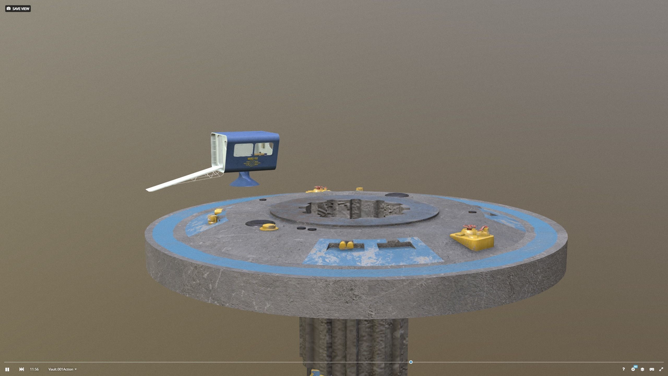 Vault doors with Vault-Tec remot station - clean 3D model_6