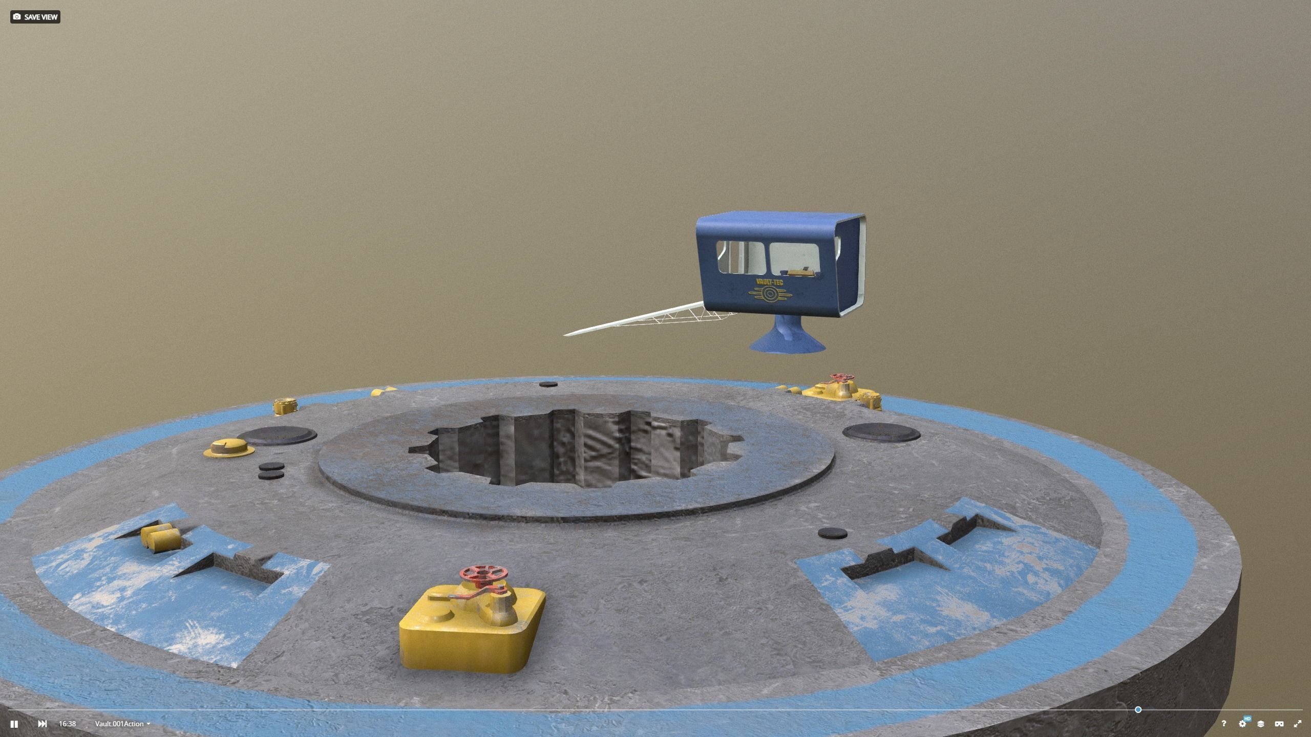 Vault doors with Vault-Tec remot station - clean 3D model_7