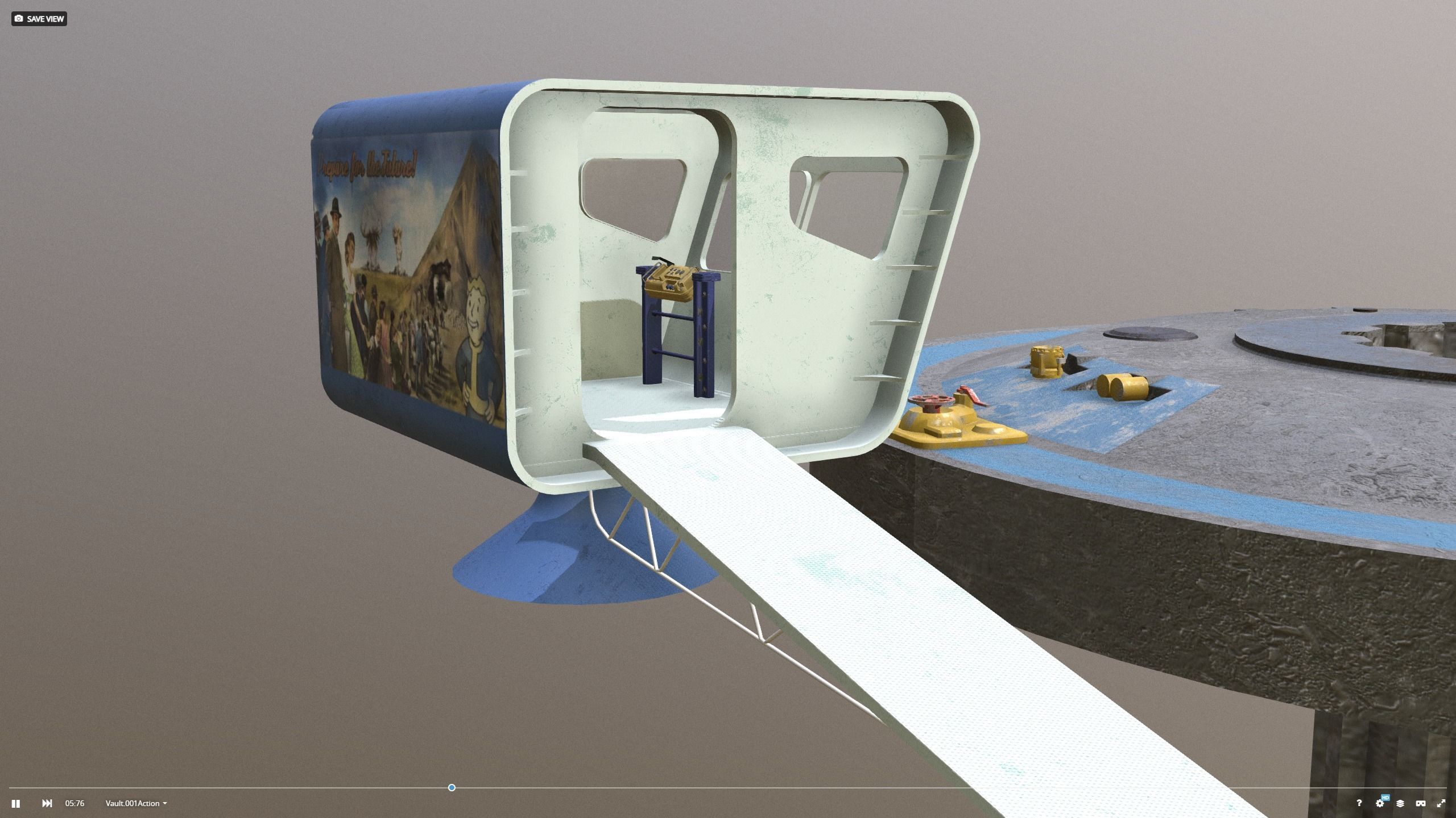 Vault doors with Vault-Tec remot station - clean 3D model_1