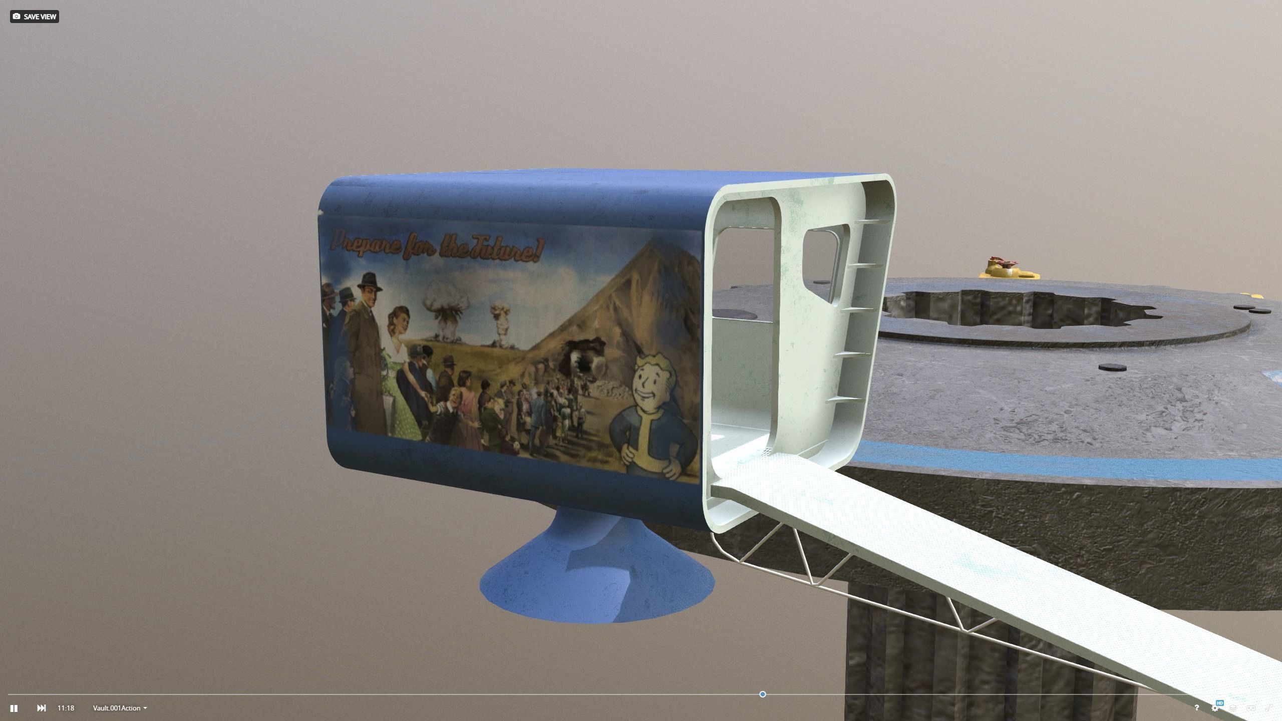 Vault doors with Vault-Tec remot station - clean 3D model_2