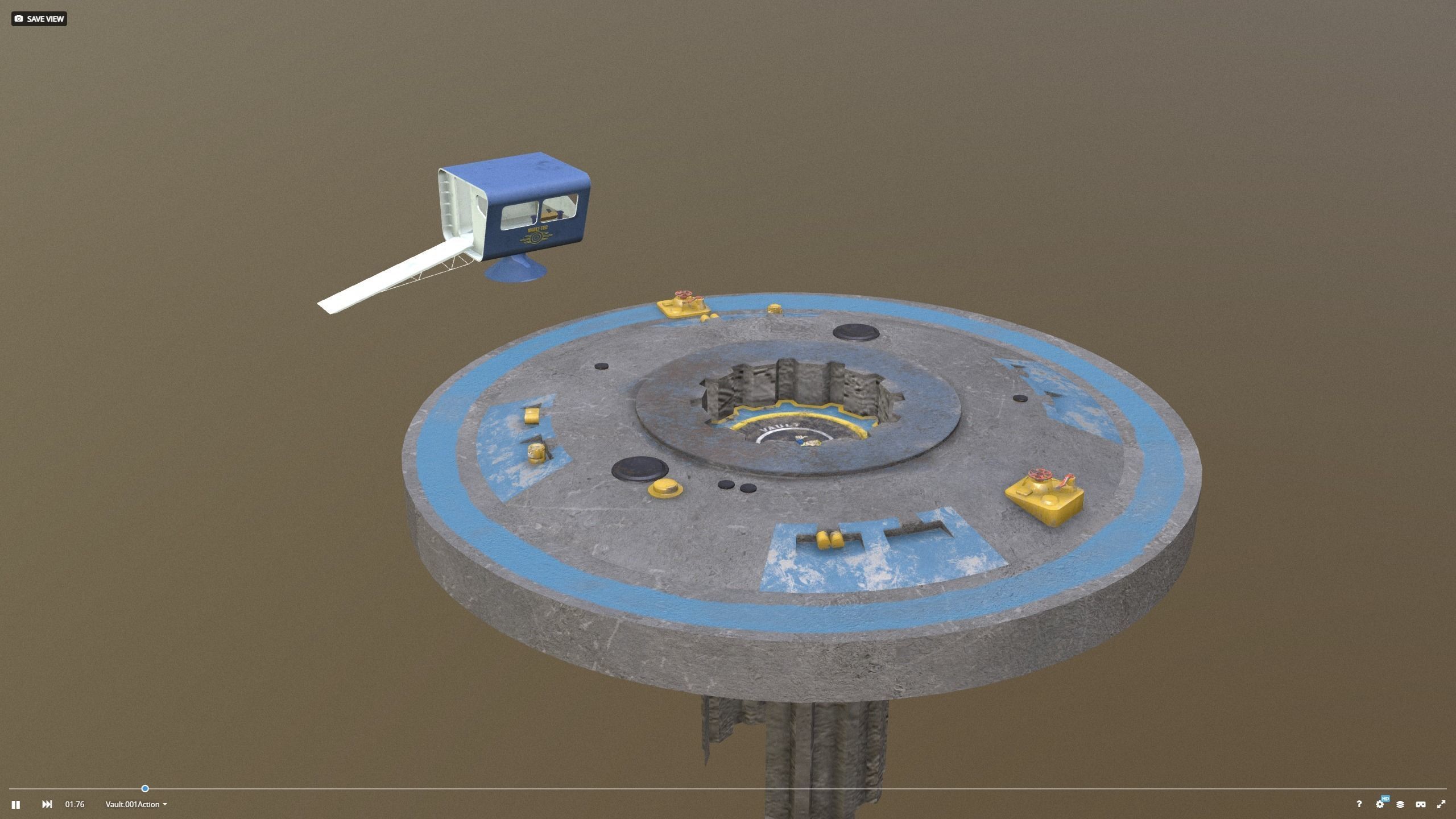 Vault doors with Vault-Tec remot station - clean 3D model_15