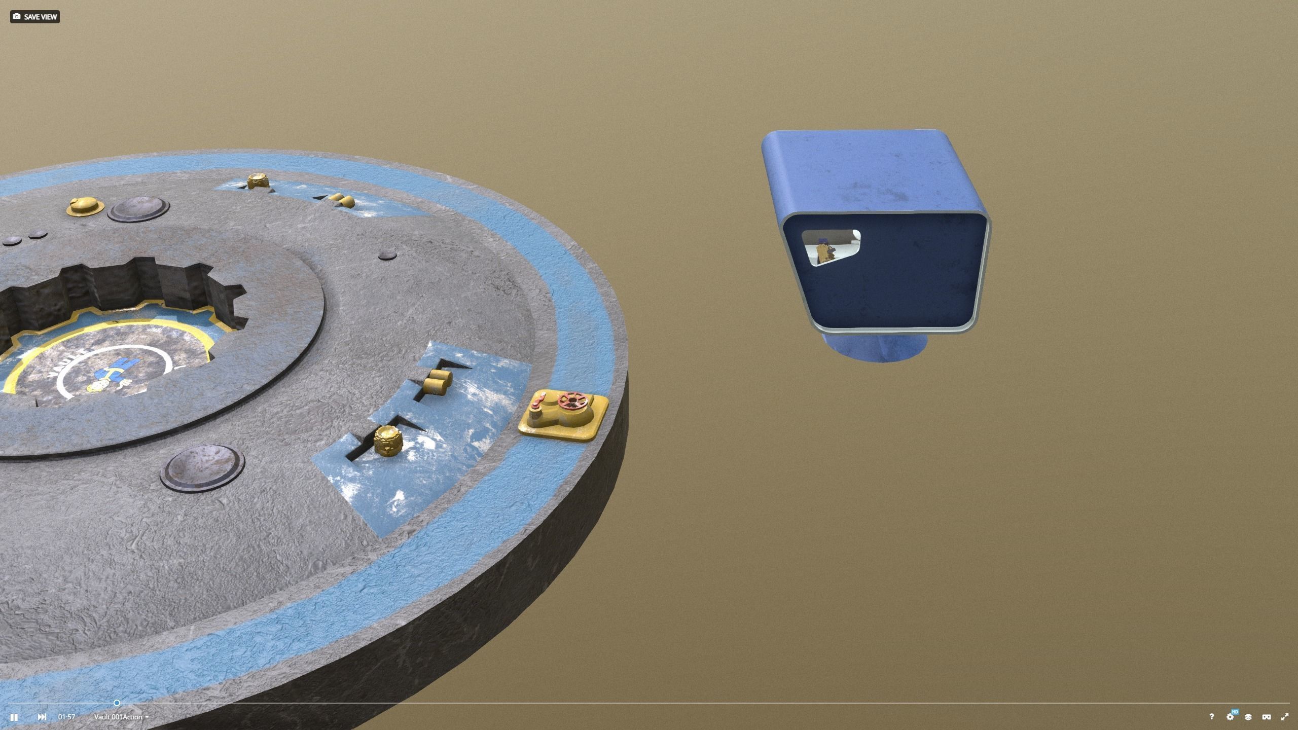 Vault doors with Vault-Tec remot station - clean 3D model_10