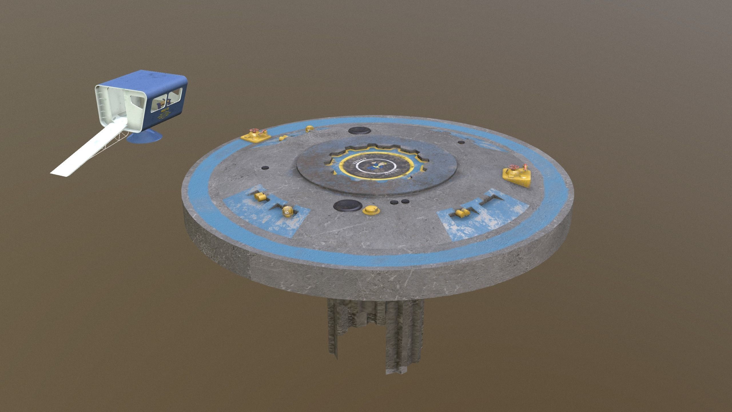 Vault doors with Vault-Tec remot station - clean 3D model_16