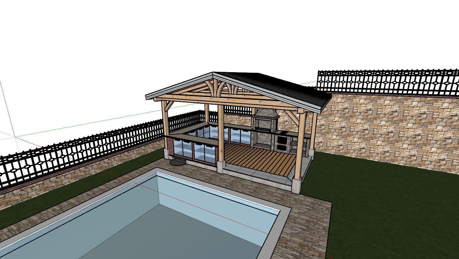 3D model of a gazebo with a bar 3D model_5