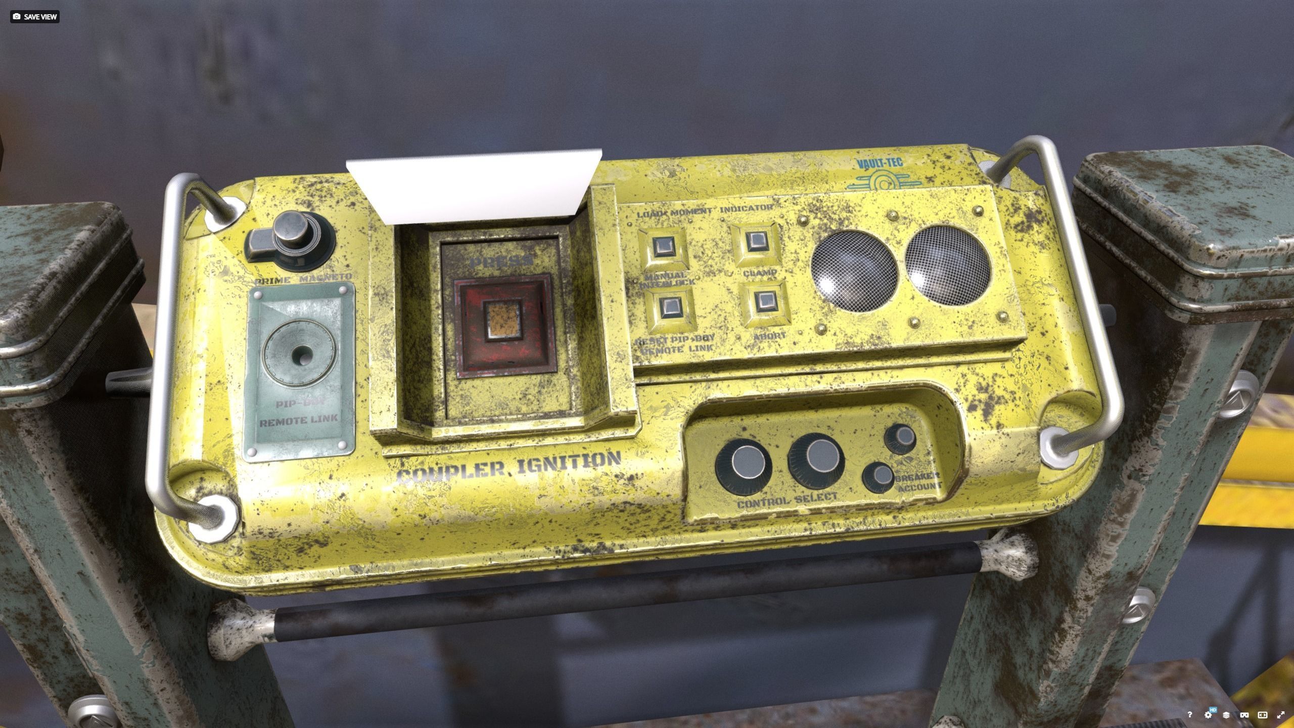 Vault 41 new typ Vault-Tec  gate with panel 3D model_7