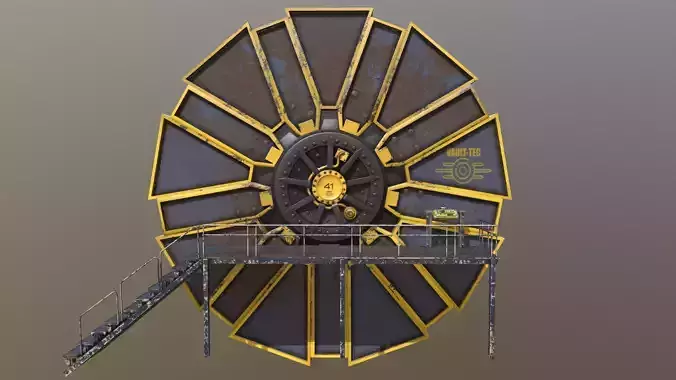 Vault 41 new typ Vault-Tec  gate with panel 3D model