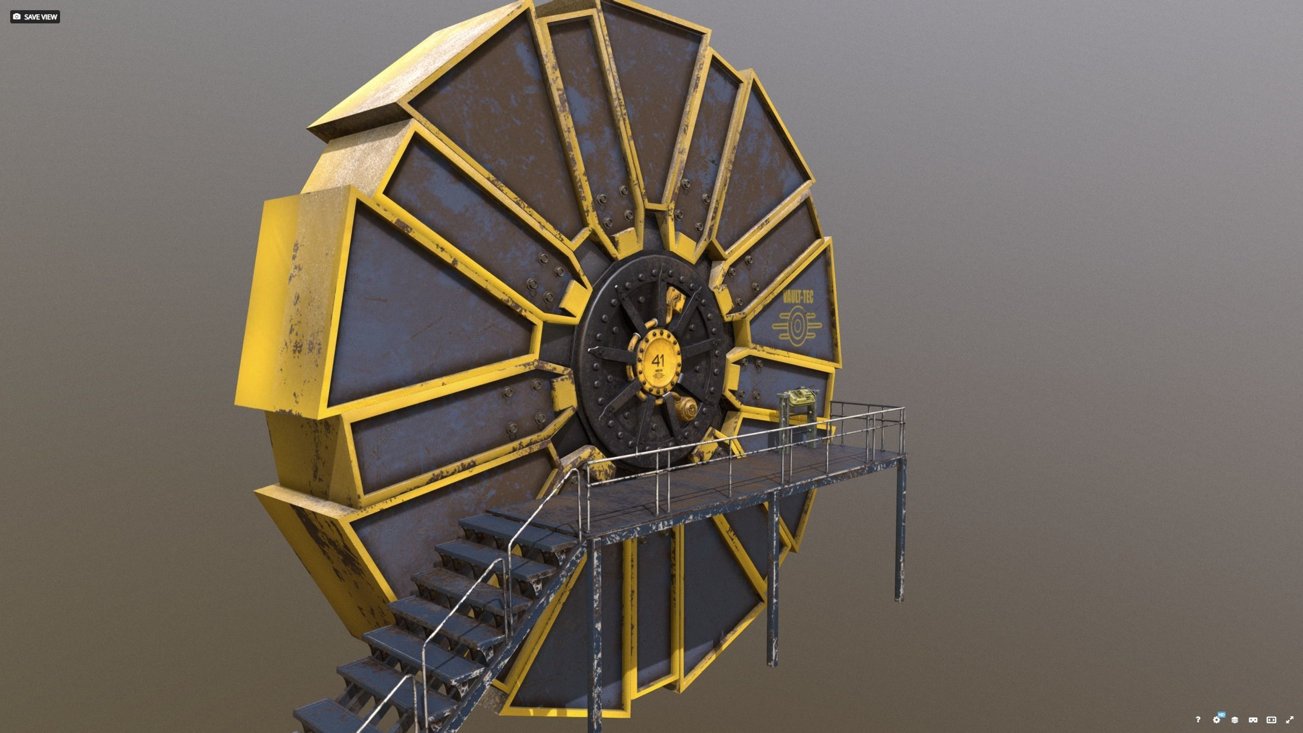 Vault 41 new typ Vault-Tec  gate with panel 3D model_1