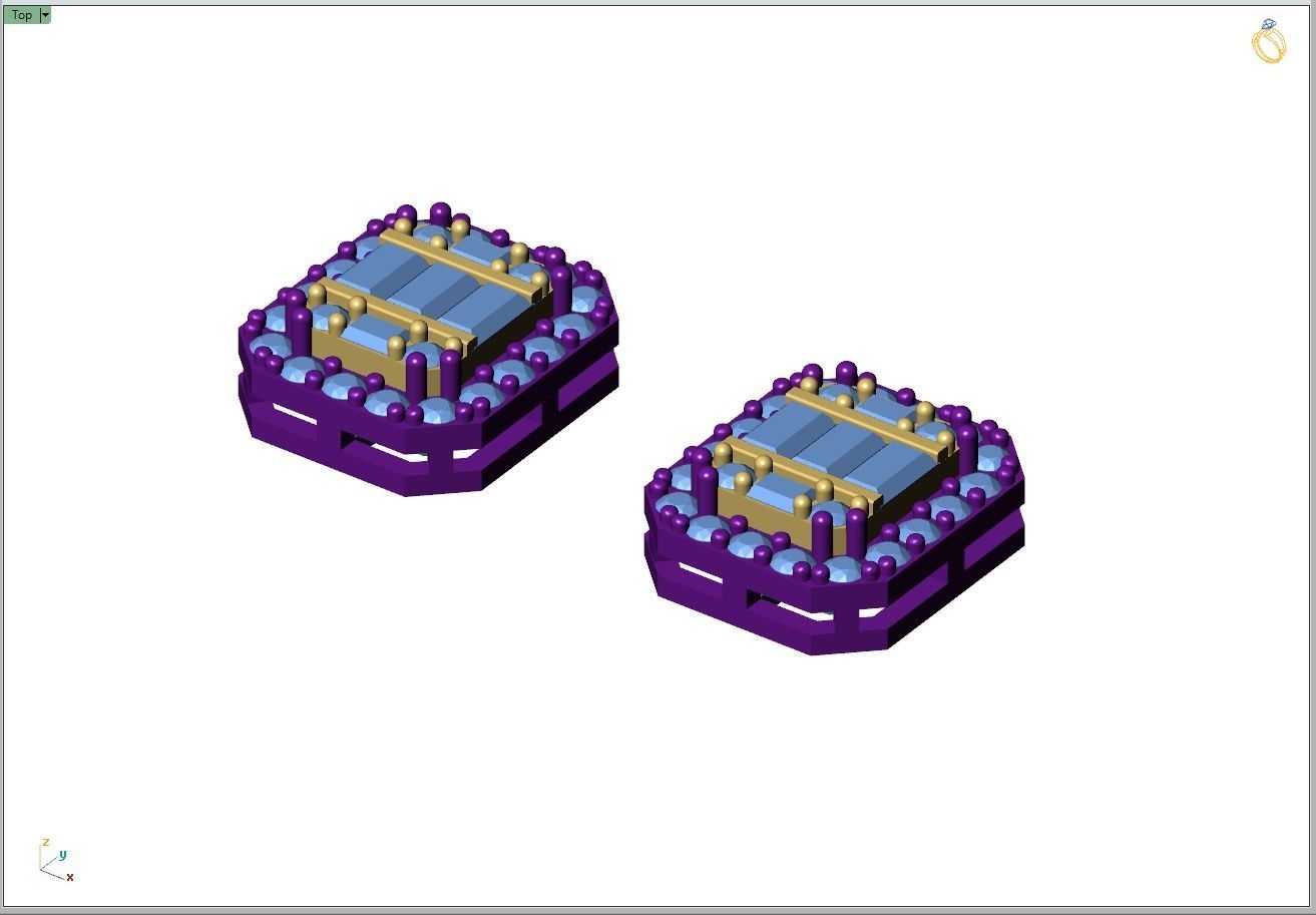 Custom Round Studs Cluster Diamond Studs Earring - Unisex 3D print model_8