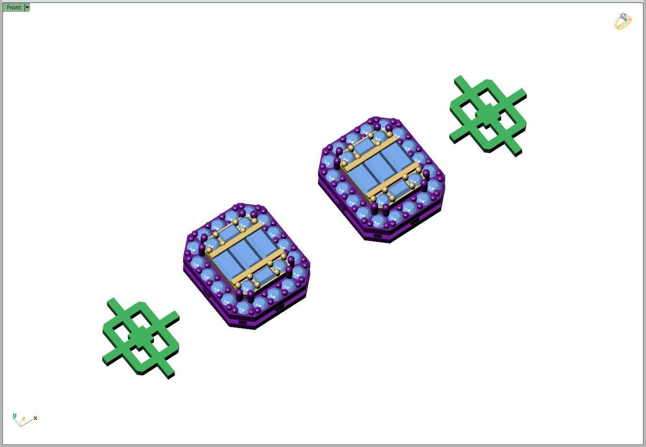 Custom Round Studs Cluster Diamond Studs Earring - Unisex 3D print model_13