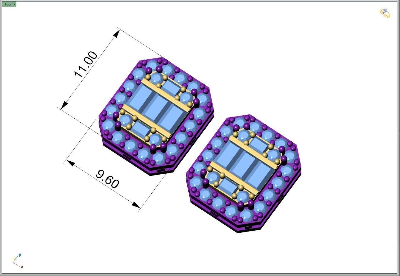 Custom Round Studs Cluster Diamond Studs Earring - Unisex 3D print model_4