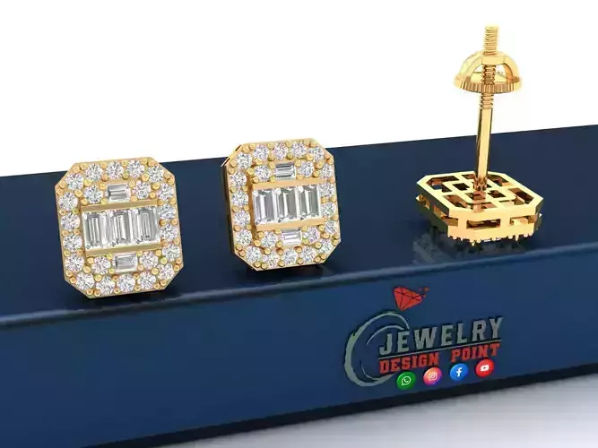 Custom Round Studs Cluster Diamond Studs Earring - Unisex 