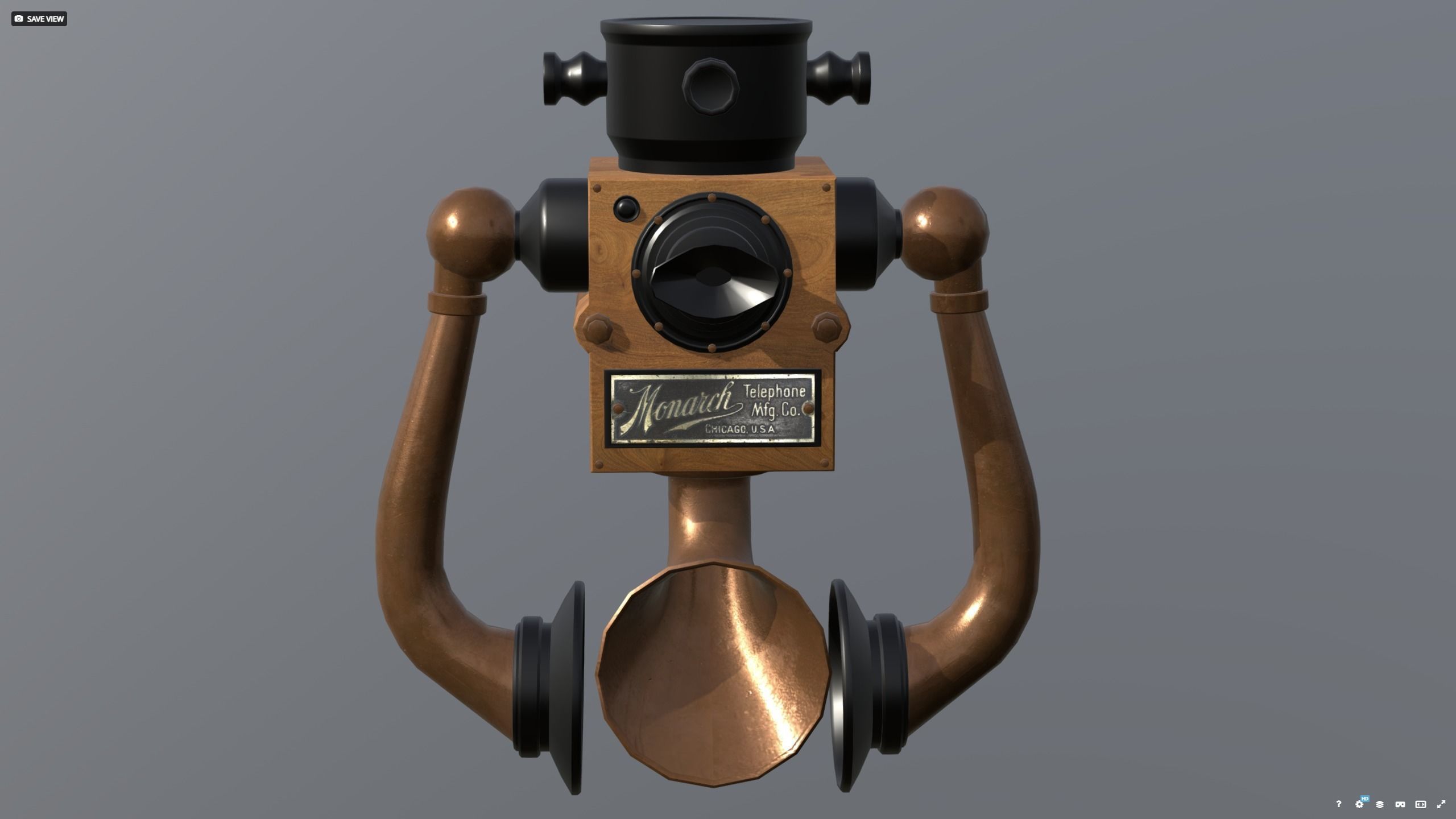 Phone wall version 1910 - titanic era 3D model_1