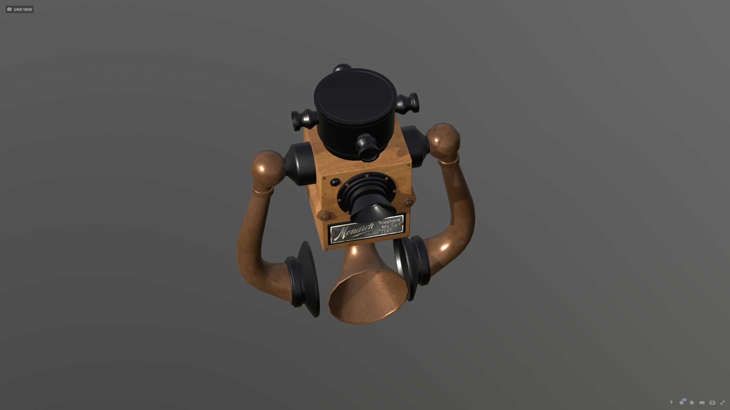 Phone wall version 1910 - titanic era 3D model_5