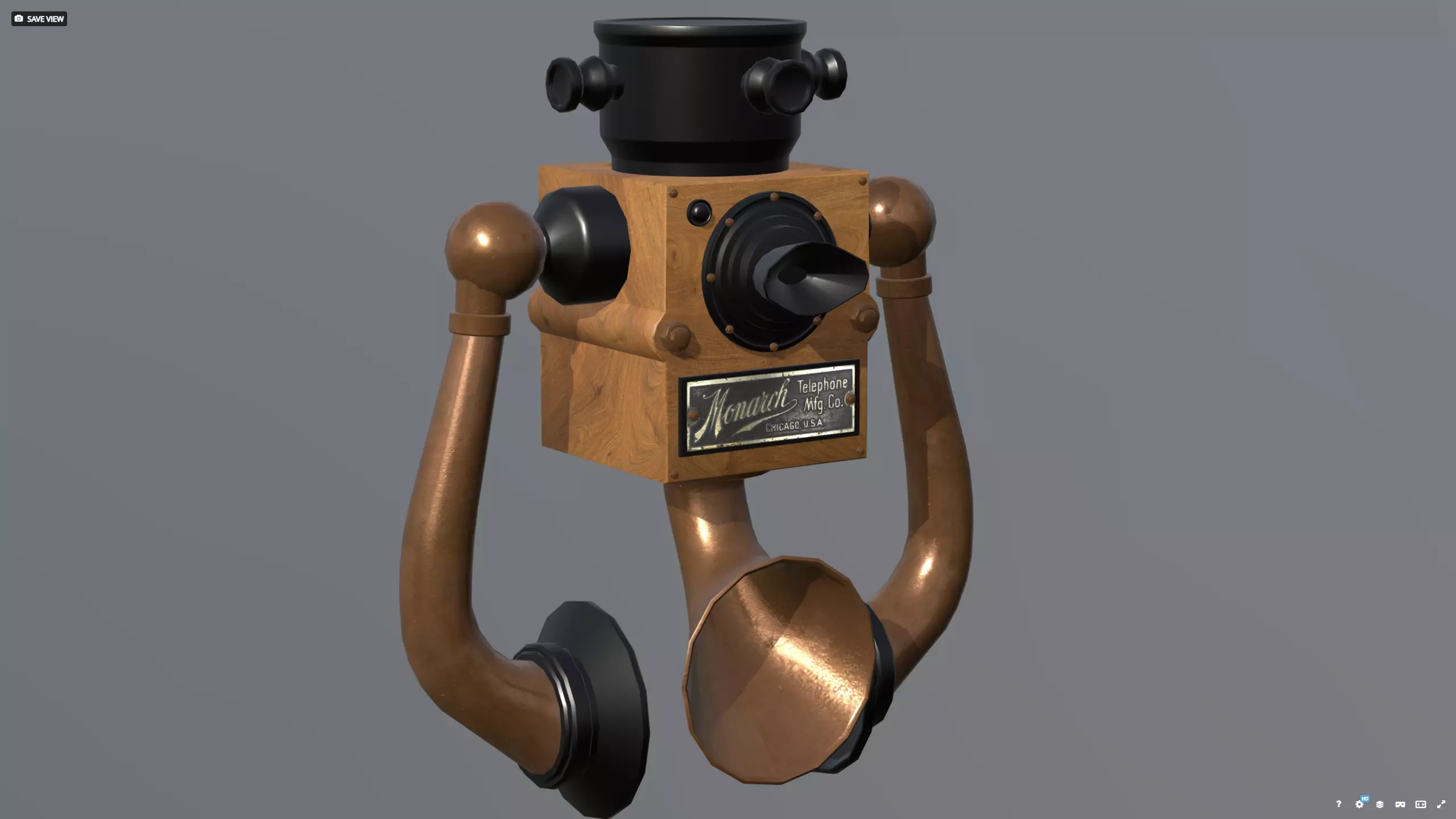 Phone wall version 1910 - titanic era 3D model_0