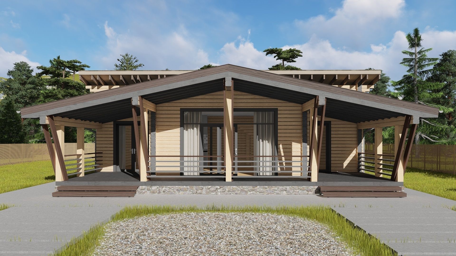 3D model of a wooden house 3D model_3