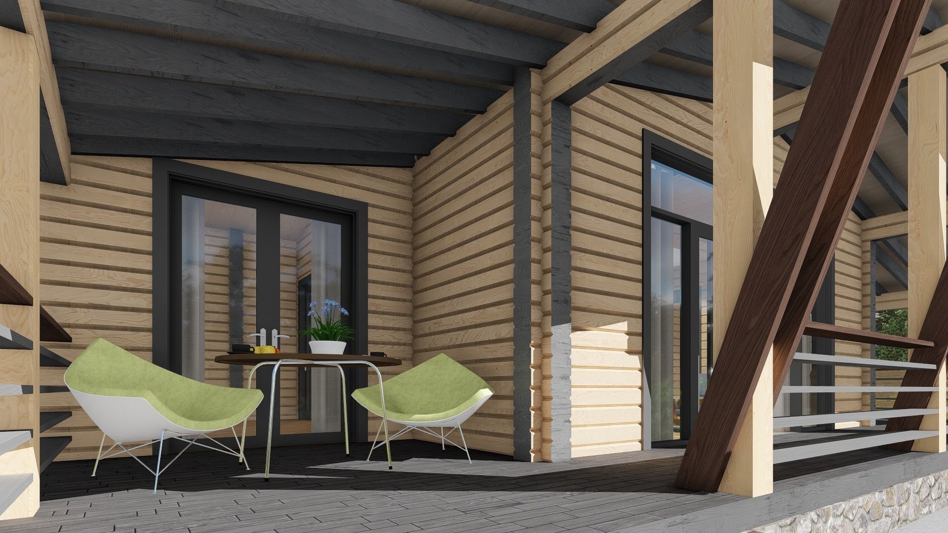 3D model of a wooden house 3D model_9
