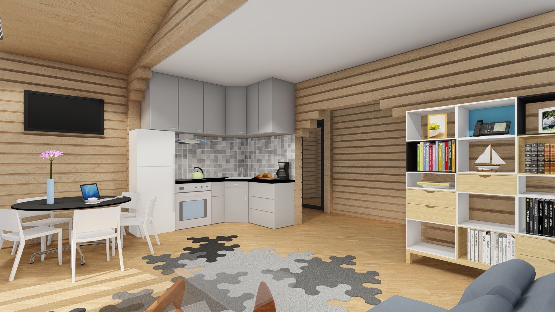 3D model of a wooden house 3D model_7