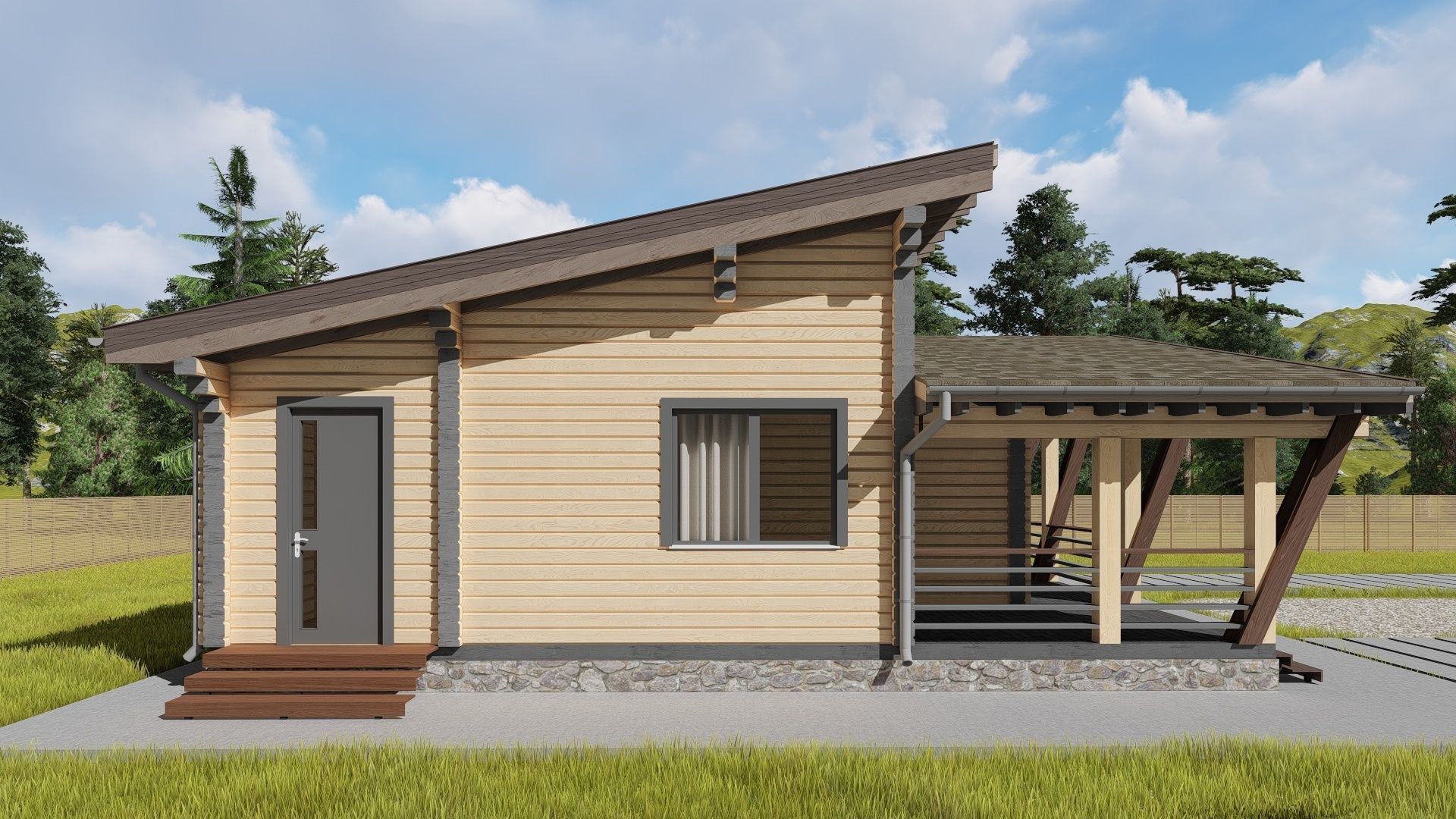 3D model of a wooden house 3D model_4