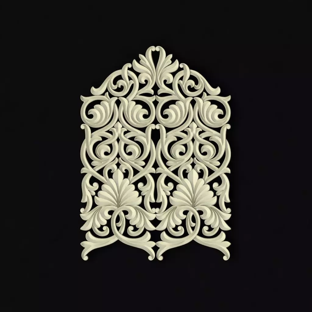 Central decor ornament for furniture 3D model_0