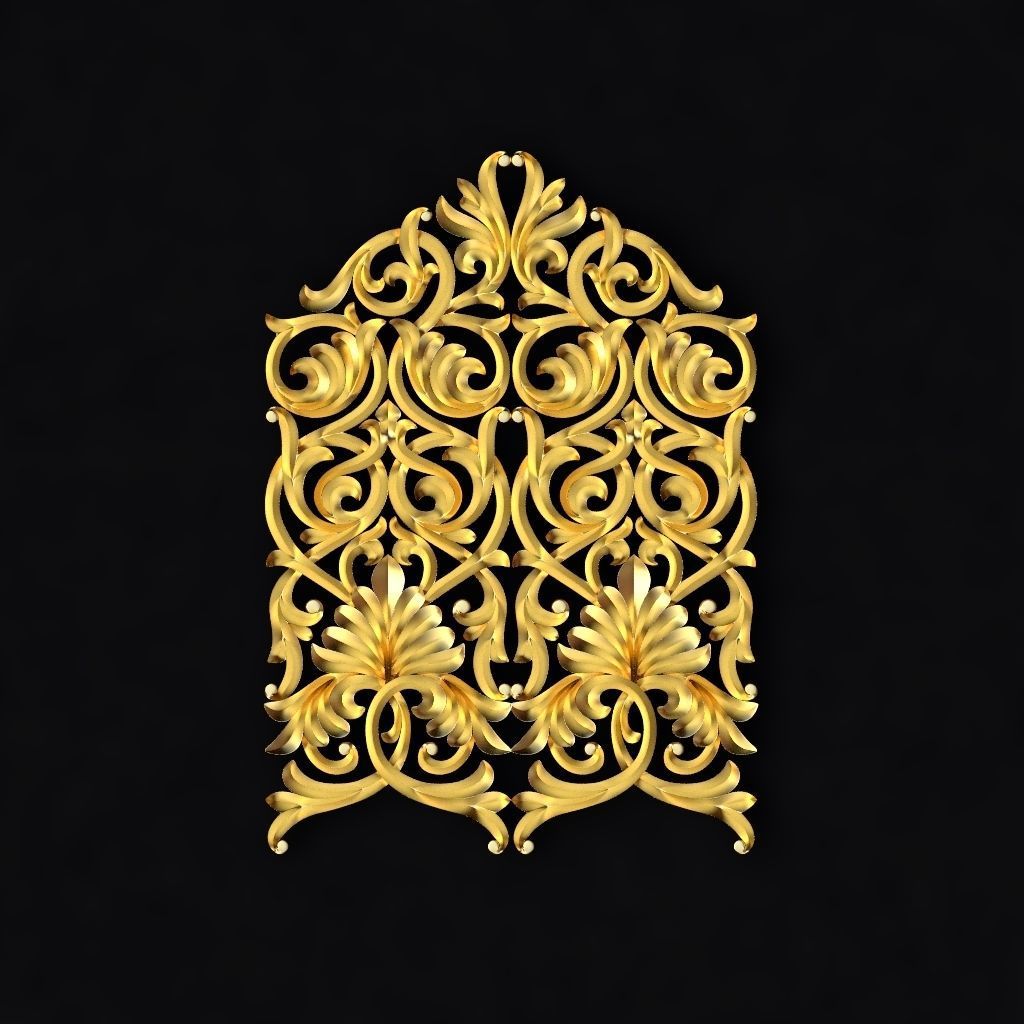 Central decor ornament for furniture 3D model_1