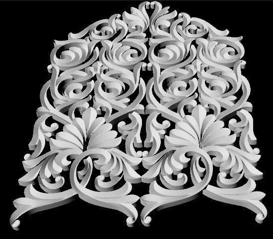 Central decor ornament for furniture 3D model_3