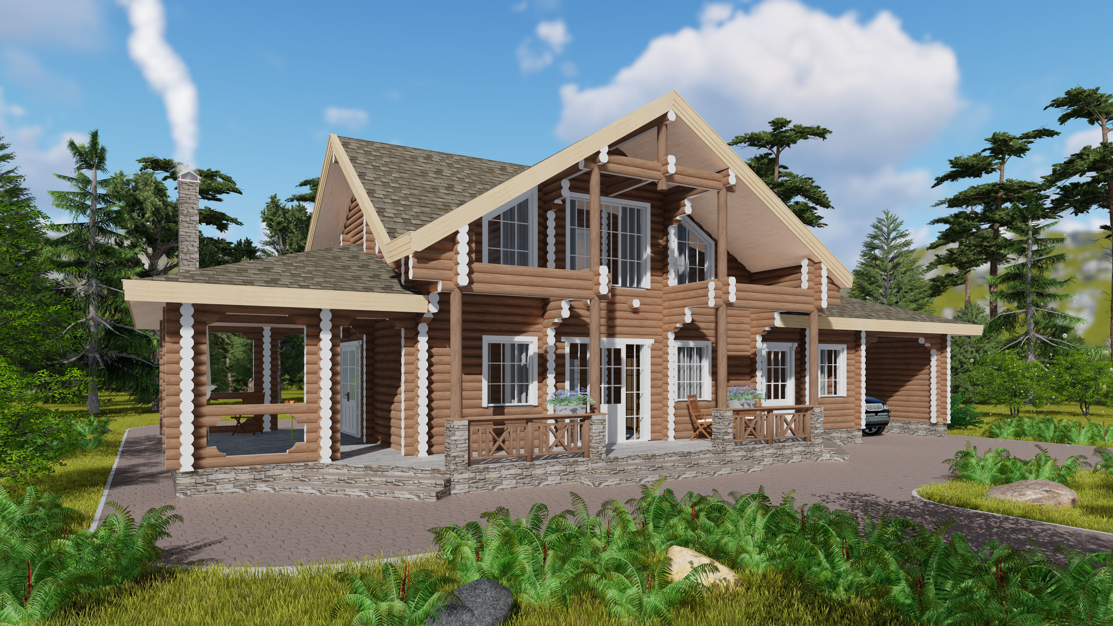 3D model of a wooden house 3D model_1