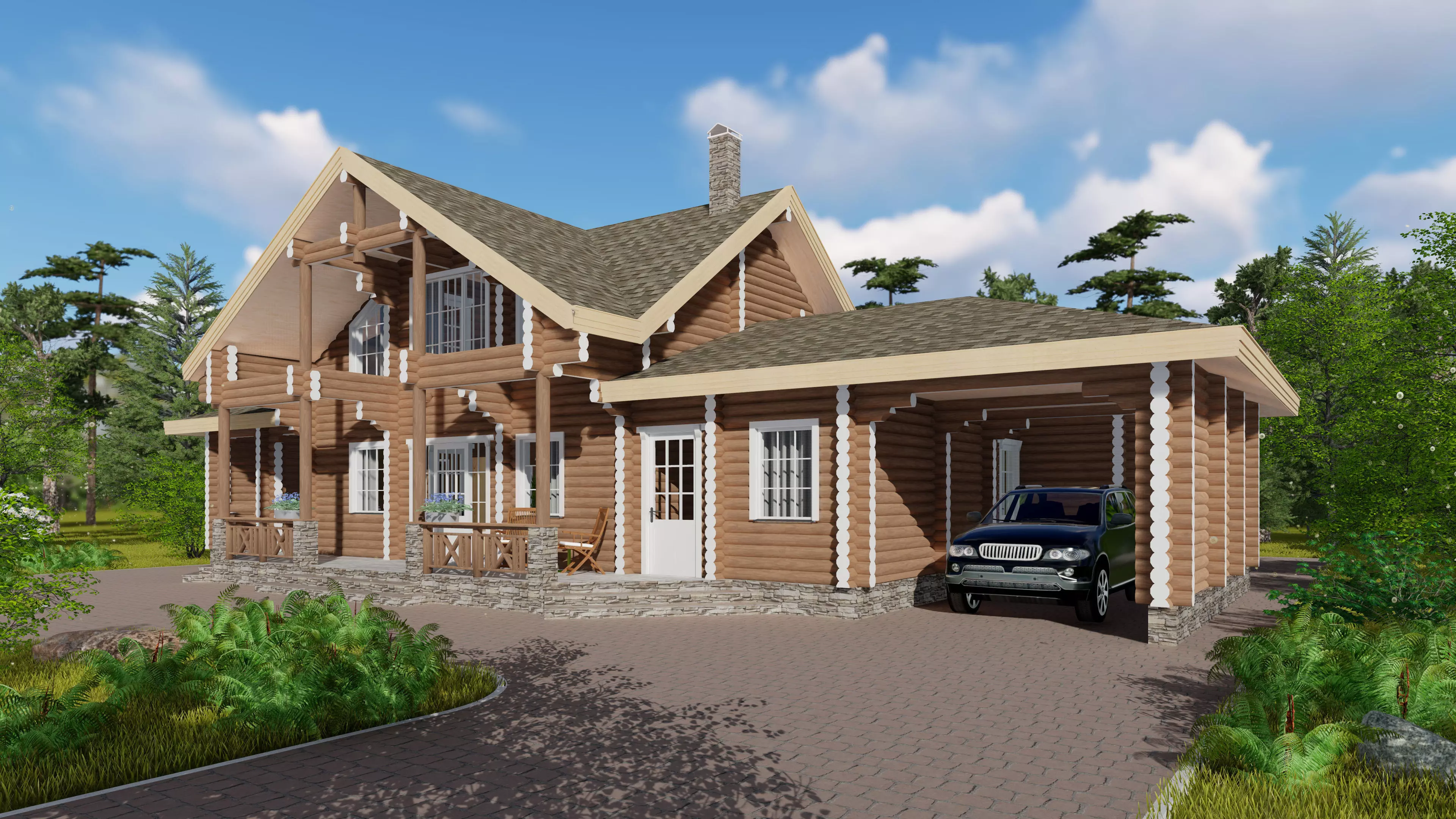 3D model of a wooden house 3D model_0